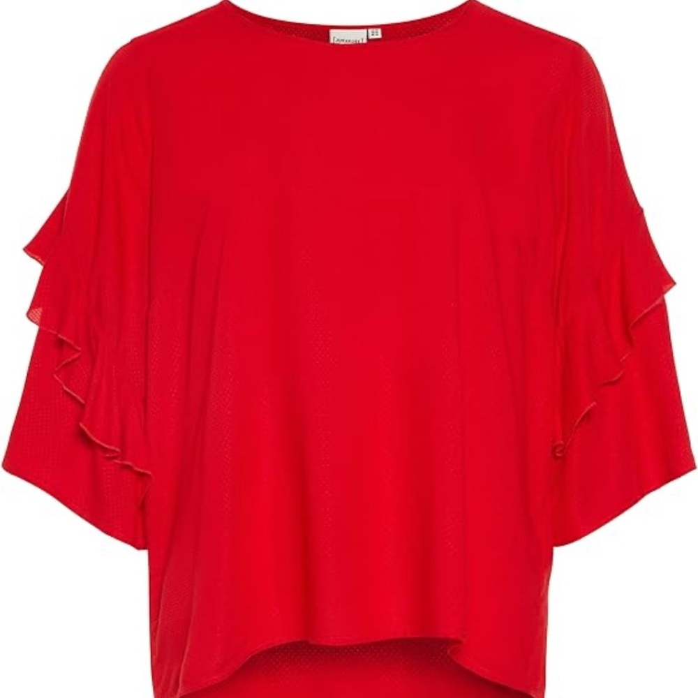 H&M Red Bell Sleeve Ruffled Blouse - Picture 2 of 4
